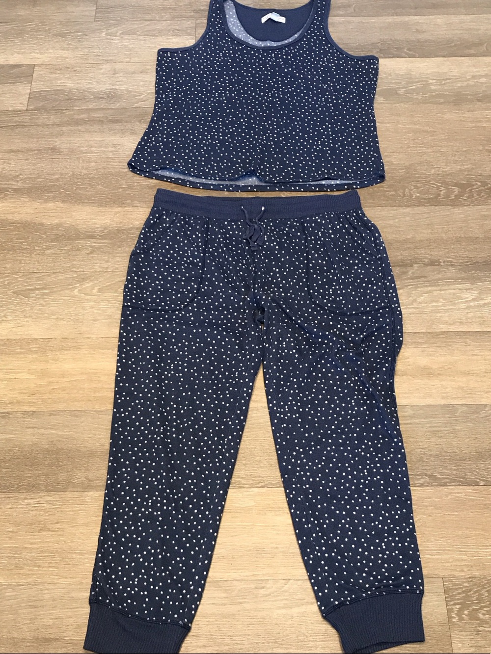 Navy Polka Dot Pajama Set - Women's Two-Piece Sleepwear